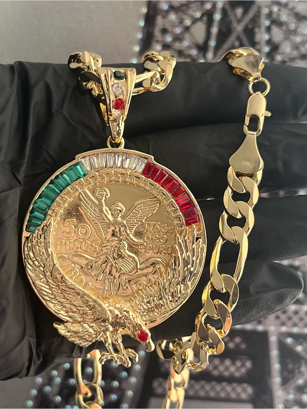 Mexican centenario necklace oro laminado